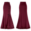 Vintage Steampunk Mermaid Maxi Skirt Red Bazaare Mart Gothic Vintage Victorian Steampunk Lace-Up Maxi Skirt