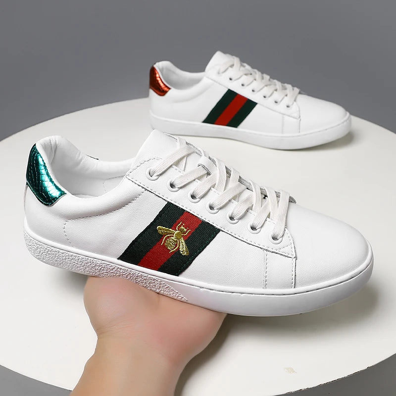 Tri Stripe Gold Bee Designer Style Sneakers