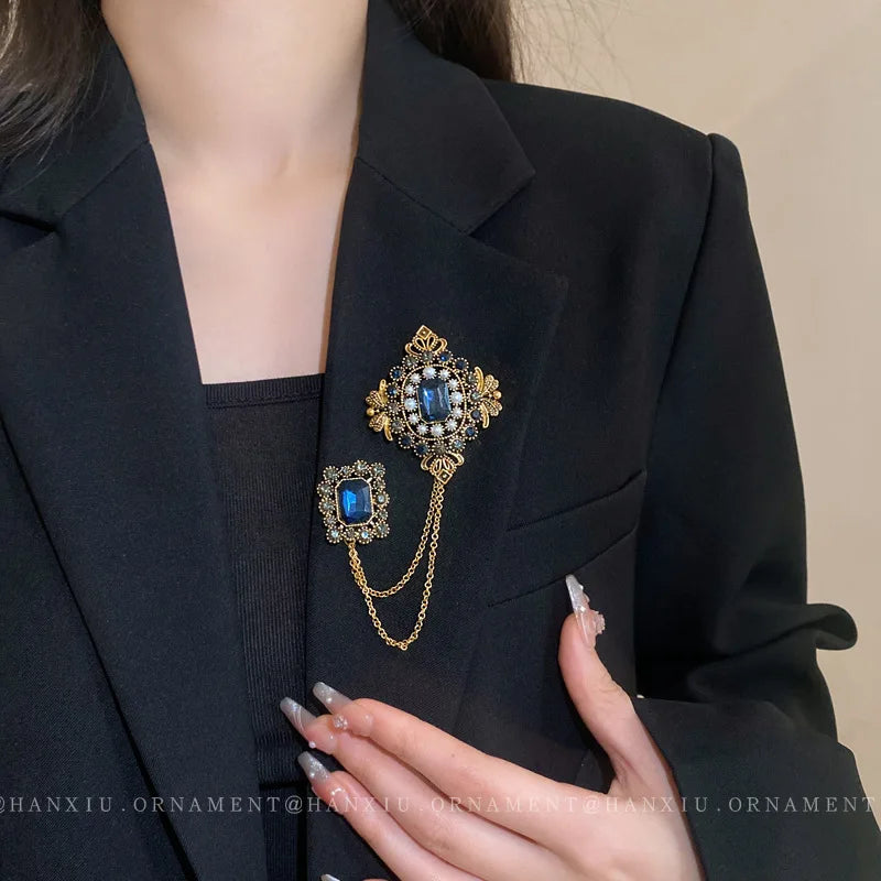 Double Retro Chained Brooch Bazaare Mart Double Retro Chained Brooch