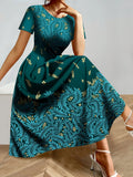 Short Sleeve Floral Midi Dress