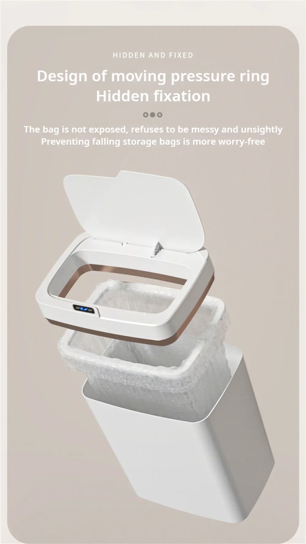 15L Smart Auto Bathroom Trash Can