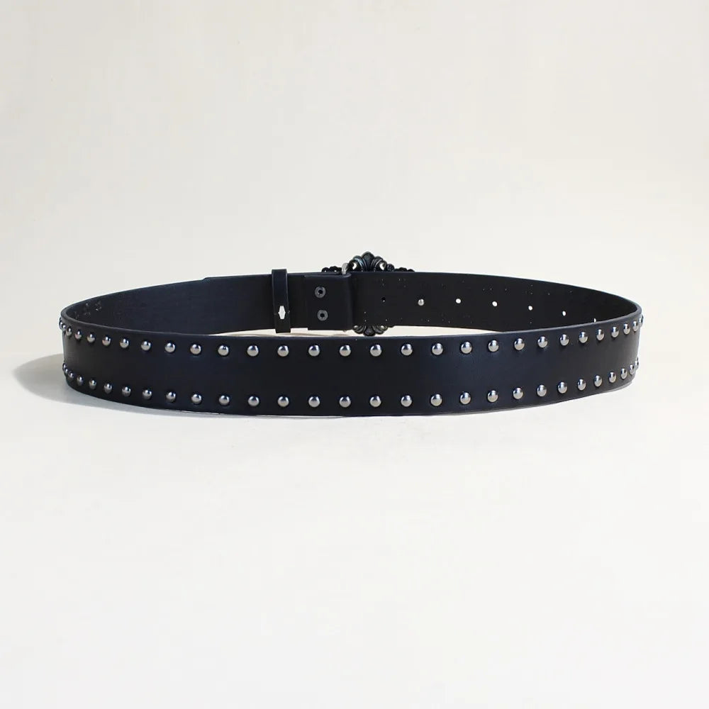Y2K Rivet Punk Wide Belt Bazaare Mart Y2K Rivet Punk Wide Belt