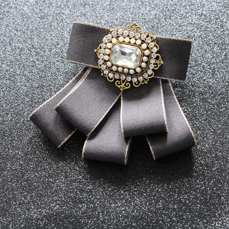 Fashion British Multi-layer Wedding Ribbon and Crystal Bowtie Bazaare Mart Fancy Jeweled Neck Tie