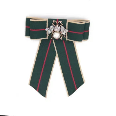 Ladies Fancy Stripe Double Bowtie Dark green Bazaare Mart Lady's Bowtie