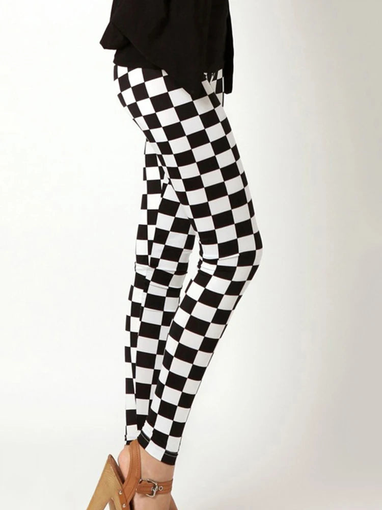Women's Printed Leggings – Stretch Ankle-Length Fashion Leggings with Unique Pattern Designs PD170Square Lattice Bazaare Mart Leggings