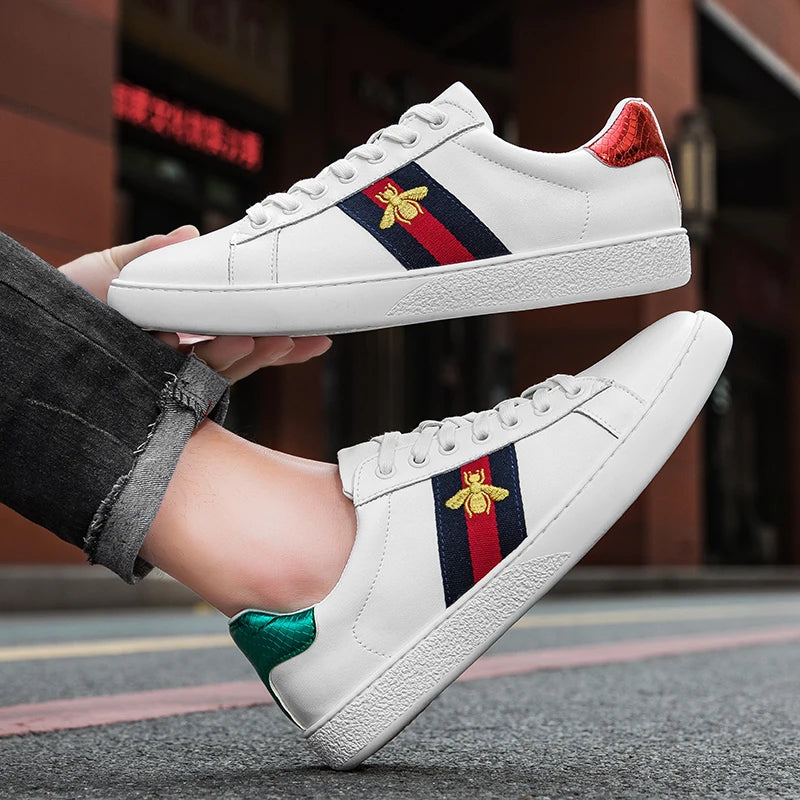 Tri Stripe Gold Bee Designer Style Sneakers