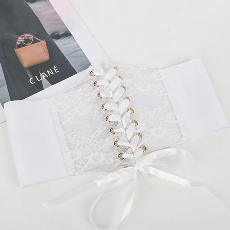 Lace Corset Belt White Bazaare Mart Lace Corset Belt
