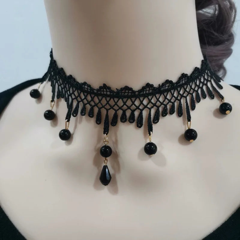 Neo-Gothic Black Lace Choker NXLS27 Bazaare Mart Black Lace Choker