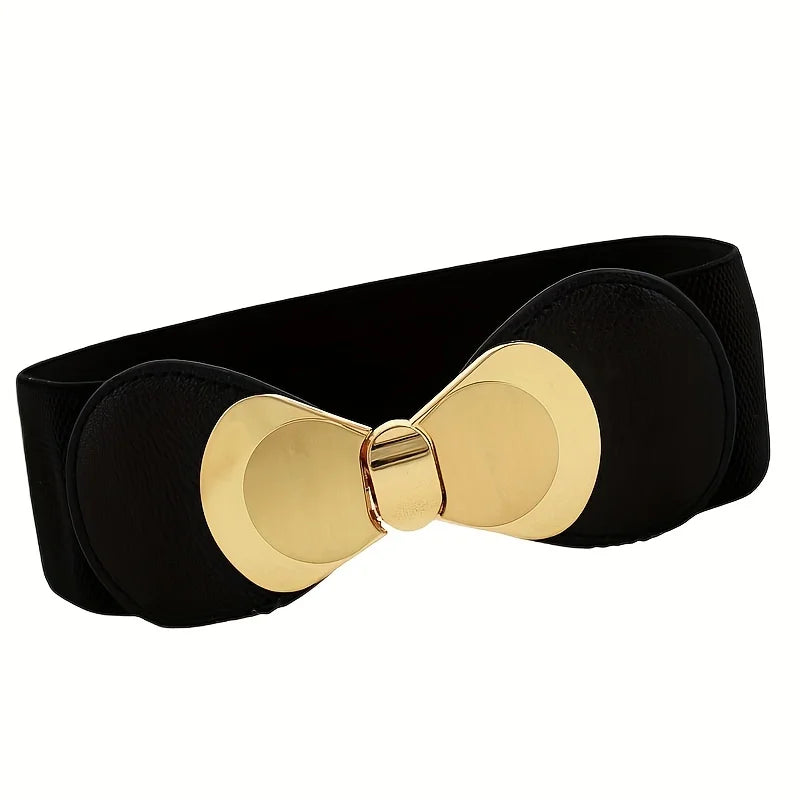 Vintage Buckle Wide Elastic Black Belt Bazaare Mart Wide Belt