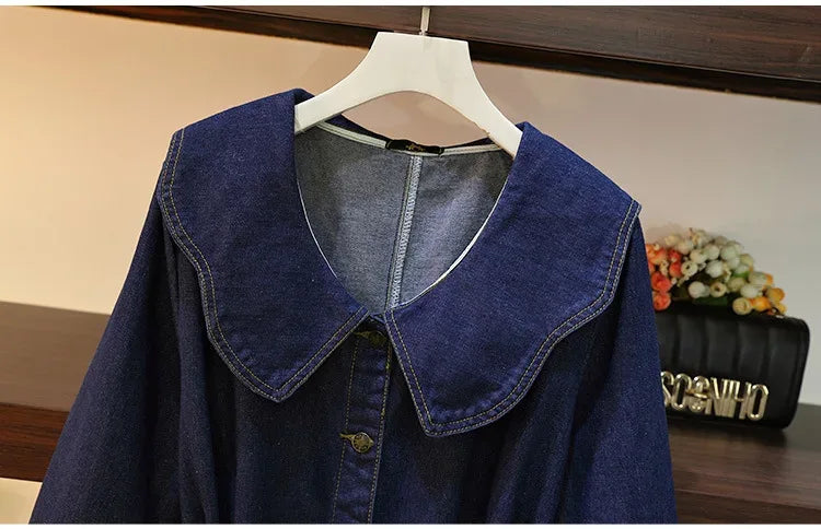 Dark Blue Denim Collared Button Up Dress Bazaare Mart Denim Dress