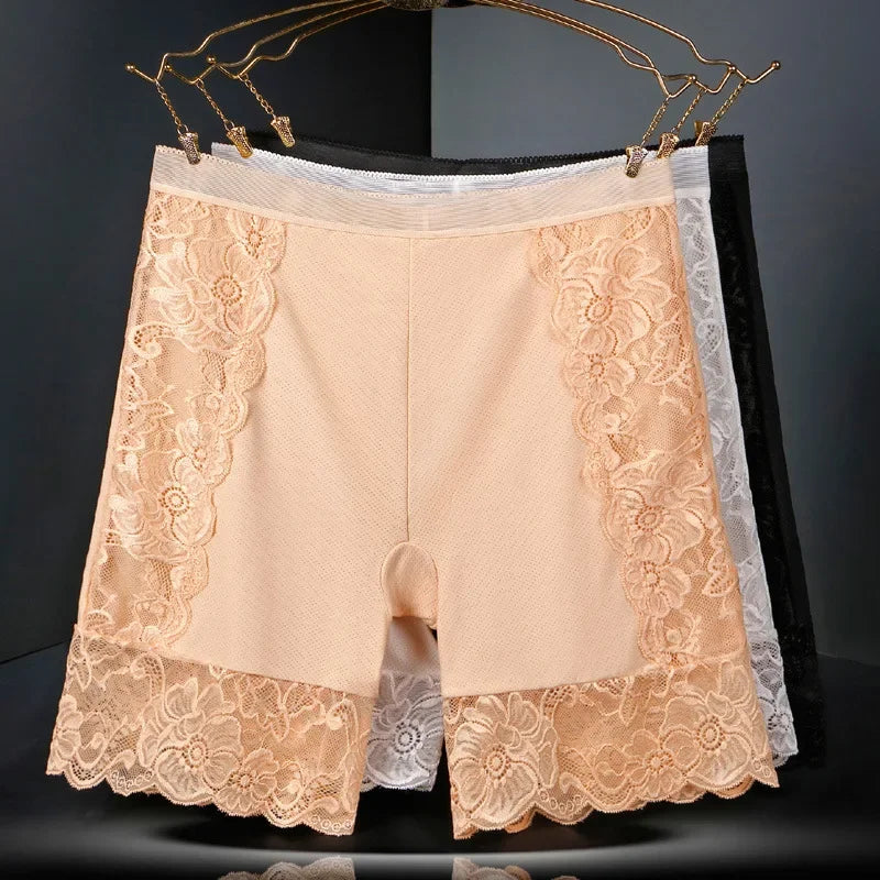 Plus Size Lacy Anti-Chafing Slip Shorts for Women – Lace Thigh Saver Under Dress Shorts Bazaare Mart Girdle