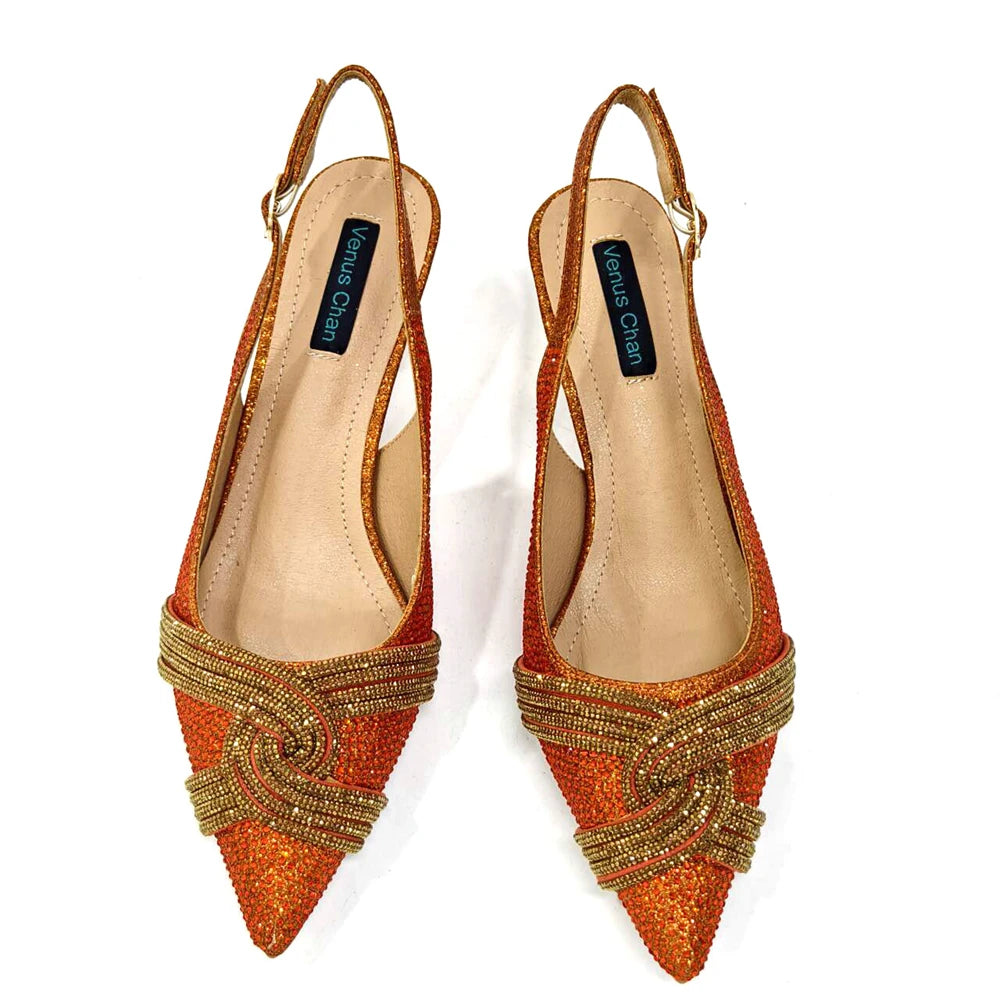 High Quality Colorful Shoes and Bag Set with Shining Crystals