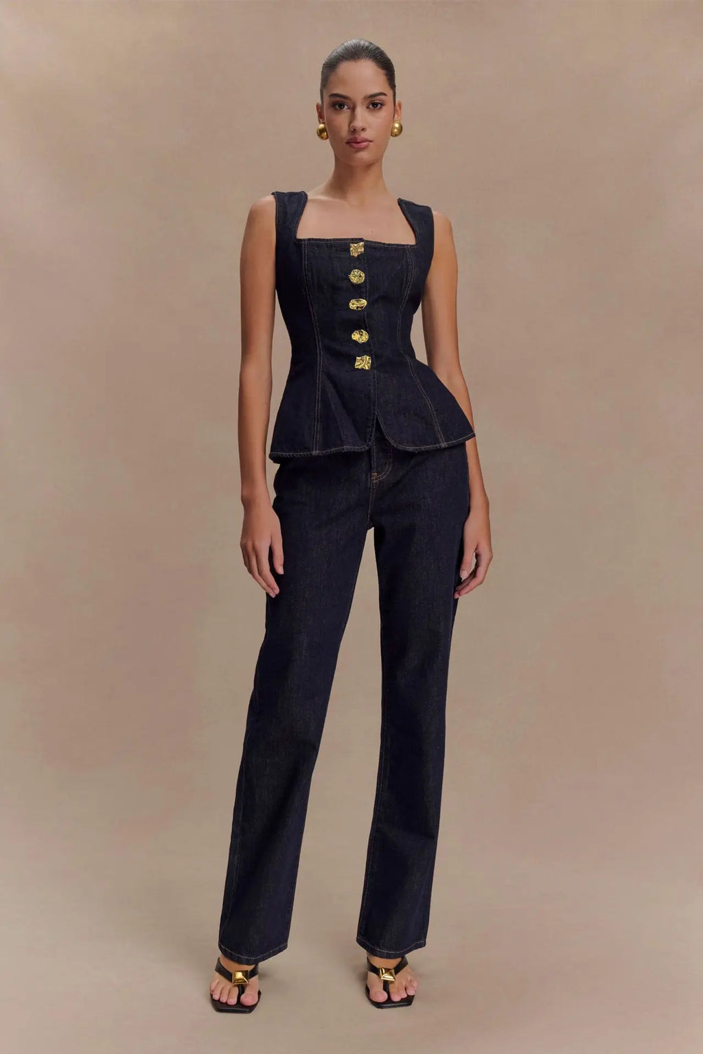 Dark Blue Denim Pant Set