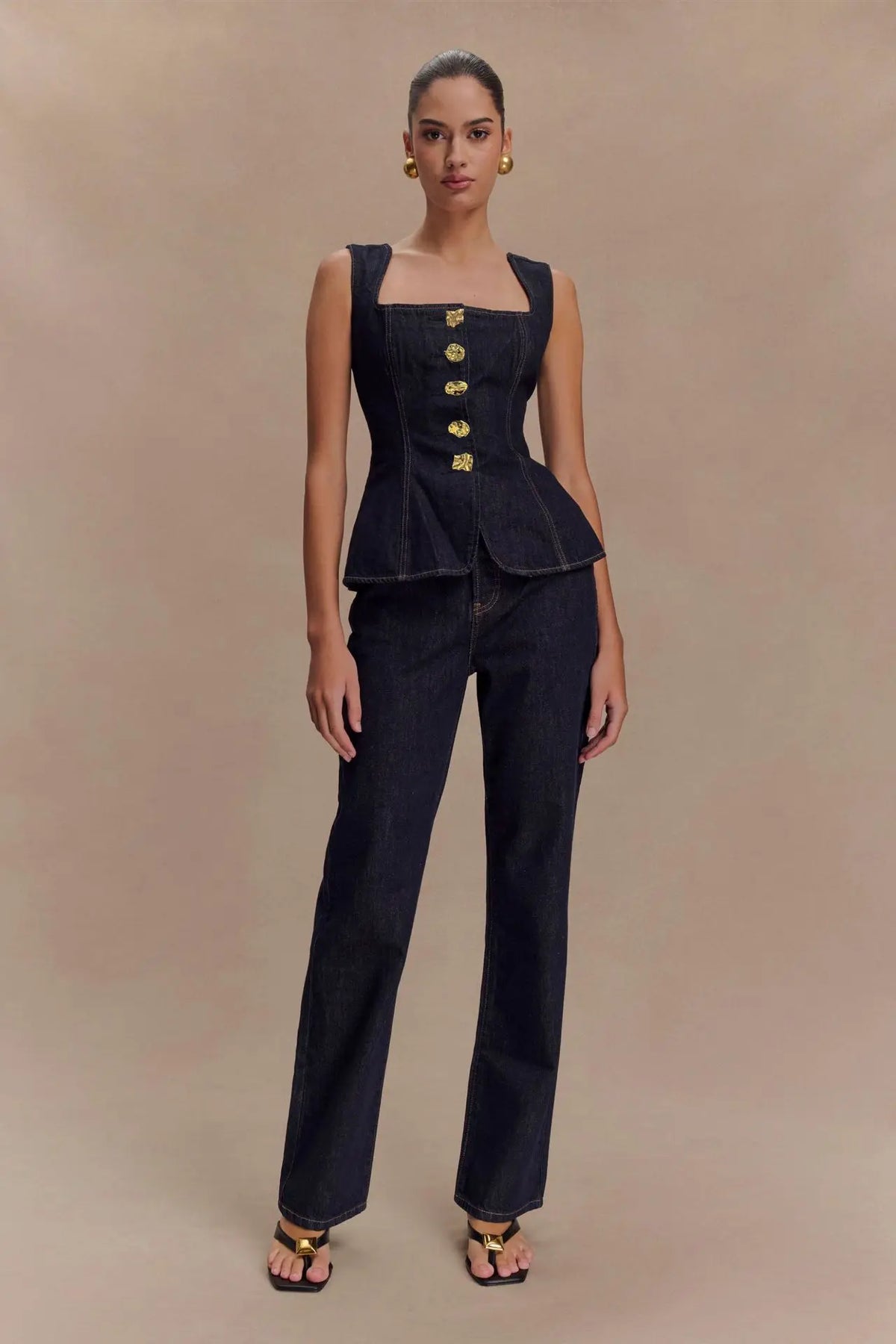 Dark Blue Denim Pant Set