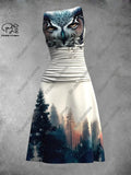 Women's 3D Print Sleeveless Fit & Flare Dress – Nature Pattern Dress 2 Bazaare Mart Sleeveless Dress