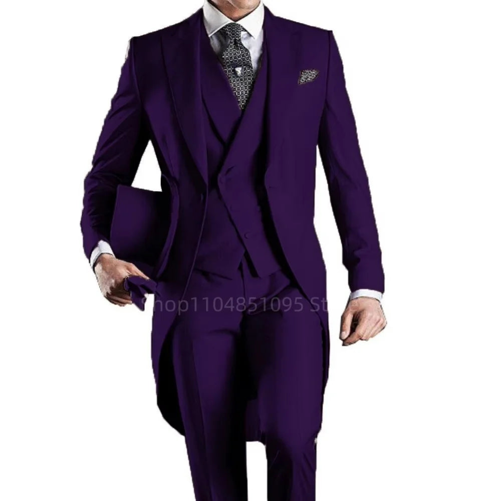 Long Tail 3pc Wedding Tuxedo Suit