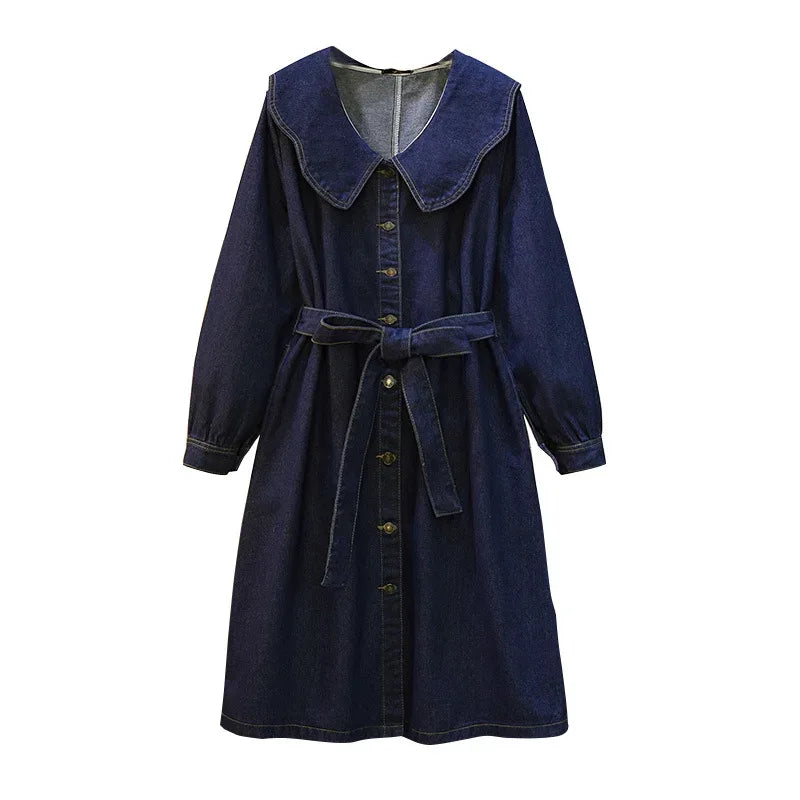 Dark Blue Denim Collared Button Up Dress Bazaare Mart Denim Dress