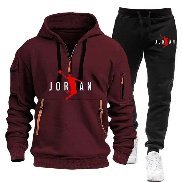 Trendy Men's Hoodie + Joggers Tracksuit Sportswear