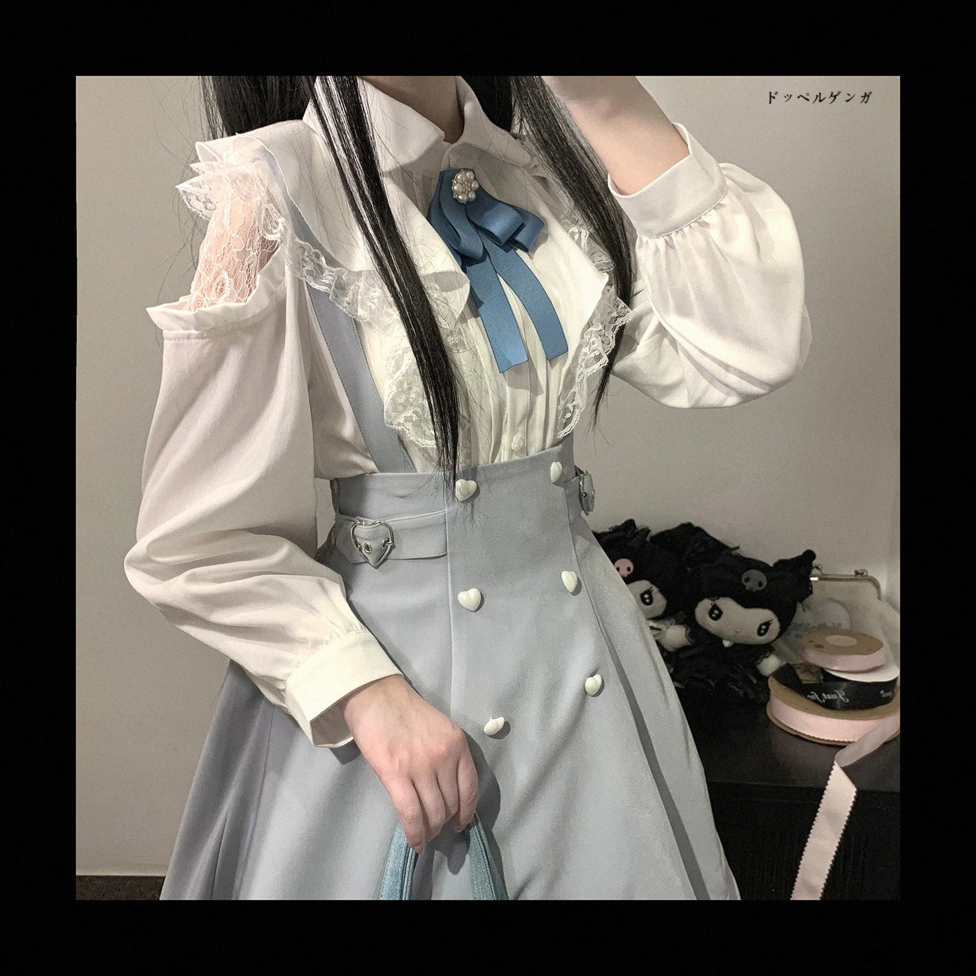 Women's Kawaii Lolita Blouse – Japanese-Inspired Peter Pan Collar Shirt with Lace & Bow Details Bazaare Mart Blouse
