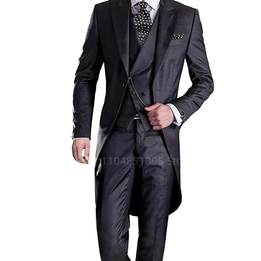 Long Tail 3pc Wedding Tuxedo Suit