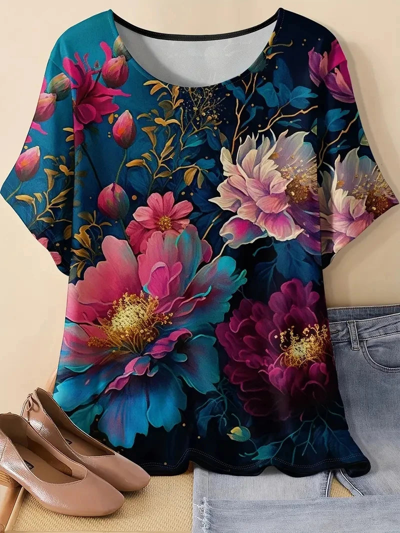 Plus Size 3D Printed Short Sleeve T-shirts