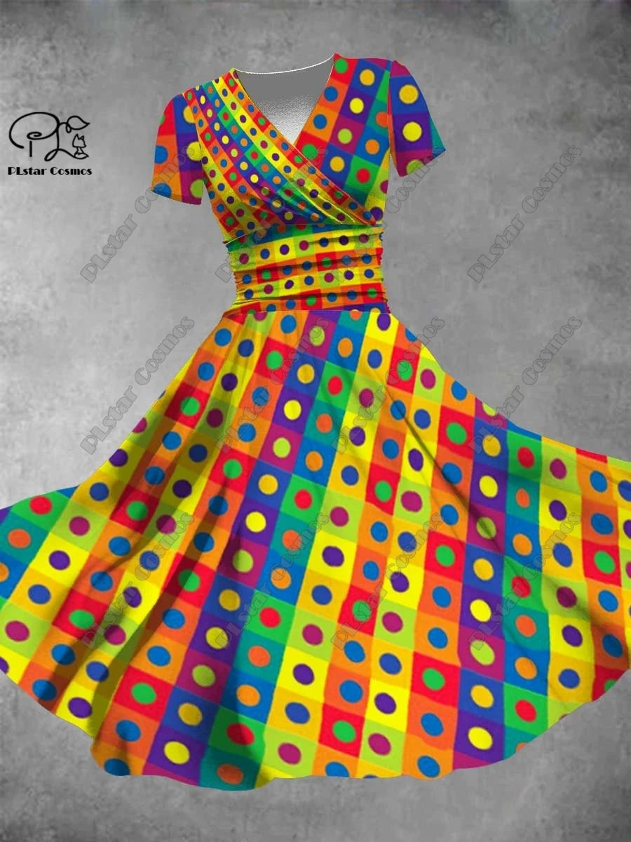 Women's Floral V-Neck Fit & Flare Dress – Short Sleeve A-Line Midi Dress, Sizes S-3X 10 Bazaare Mart Short Sleeve Printed Surplice Dresses
