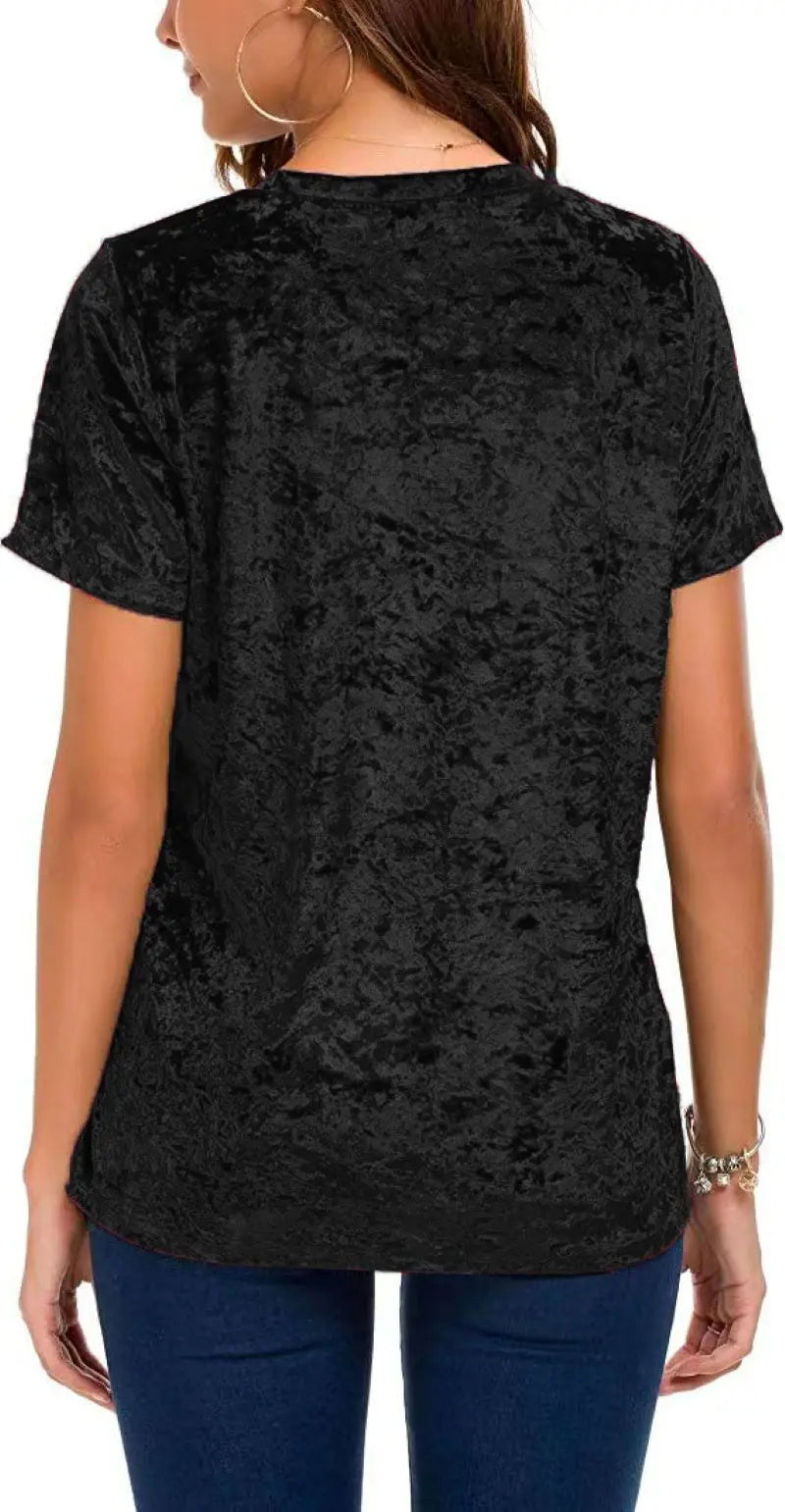 Plus Size Velvet Short Sleeve Top
