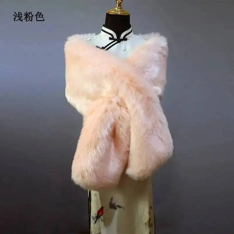 Faux Fur Stole Light pink Bazaare Mart Faux Fur Stole