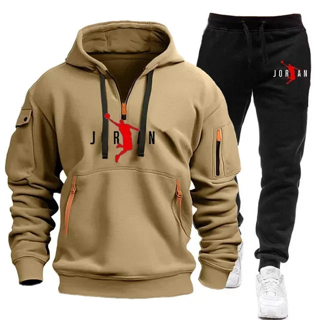 Trendy Men's Hoodie + Joggers Tracksuit Sportswear