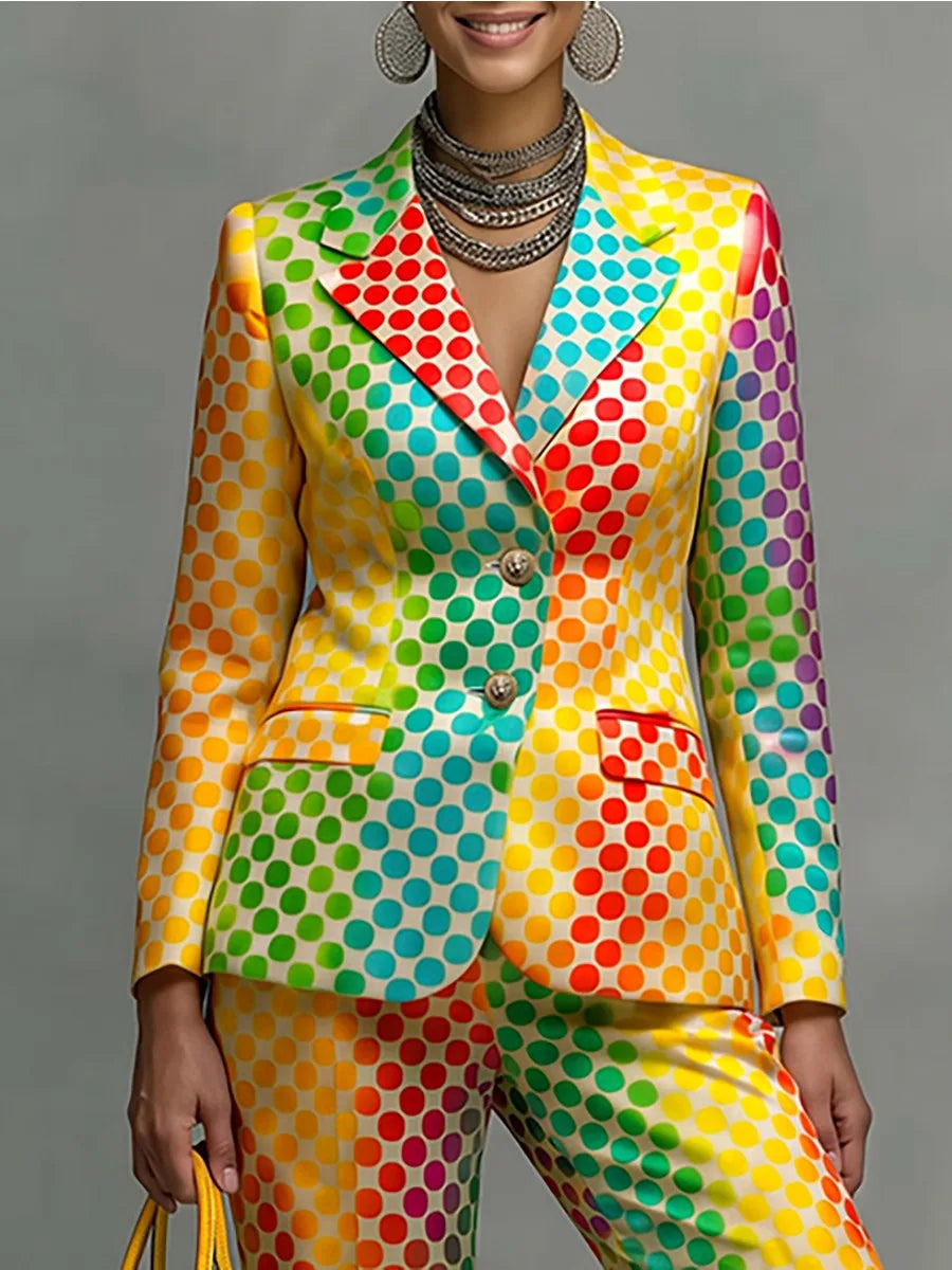 Rainbow Polka Dot Blazer – Colorful Statement Jacket