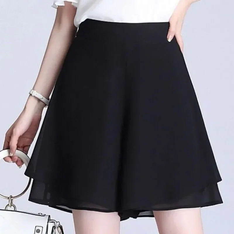 Elegant Solid Color Loose Elastic High Waist Folds Ruffles Capris Women's New Office Lady Commute Irregular Casual Pants Bazaare Mart