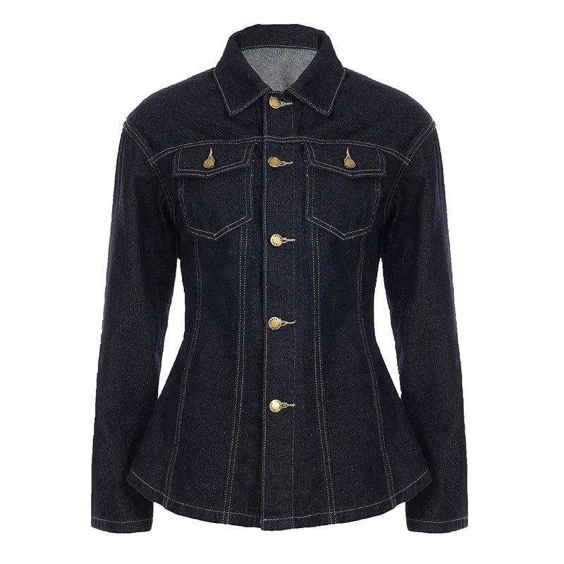 Vintage Midnight Blue Denim Button-Up Shacket