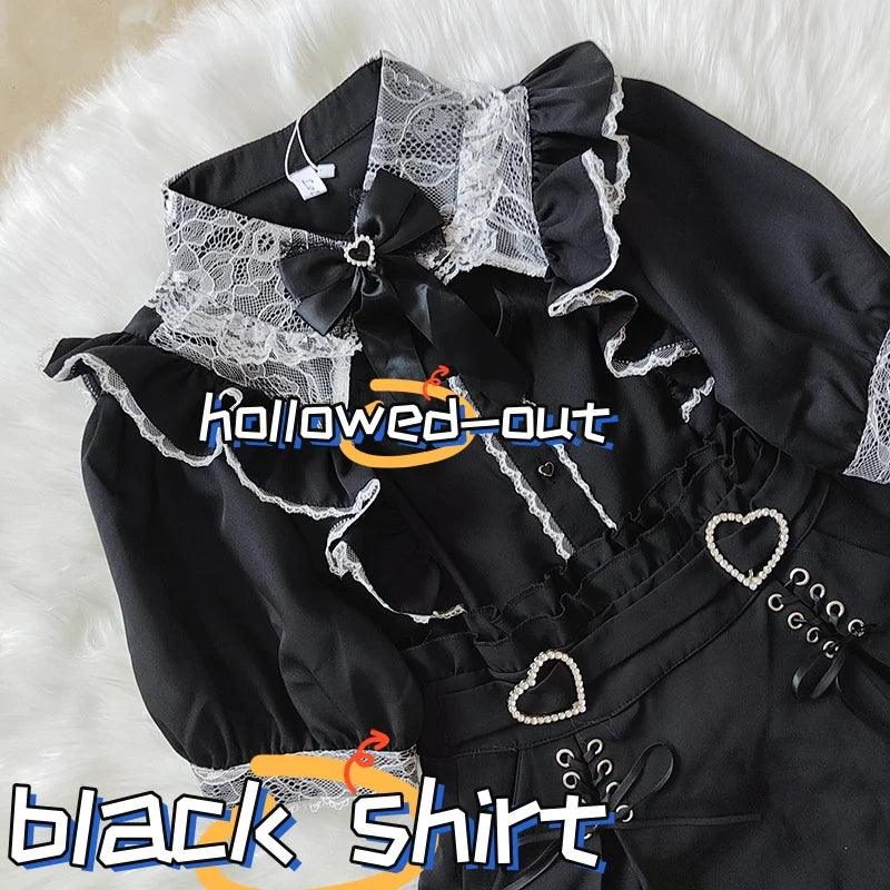 Women's Kawaii Lolita Blouse – Japanese-Inspired Peter Pan Collar Shirt with Lace & Bow Details shirt 33 Bazaare Mart Blouse