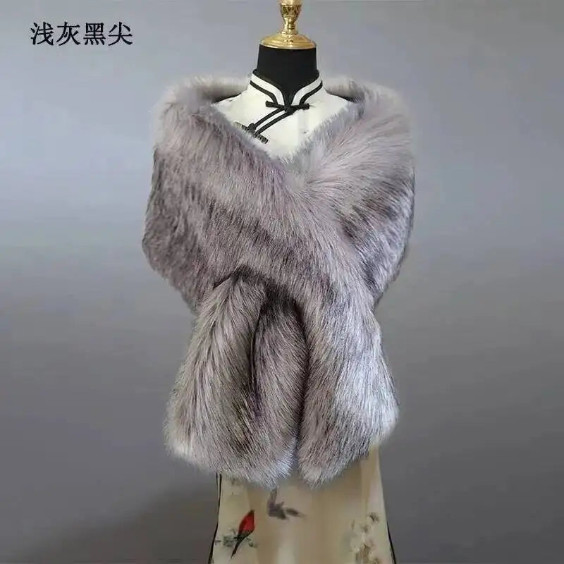 Faux Fur Stole Light gray Bazaare Mart Faux Fur Stole