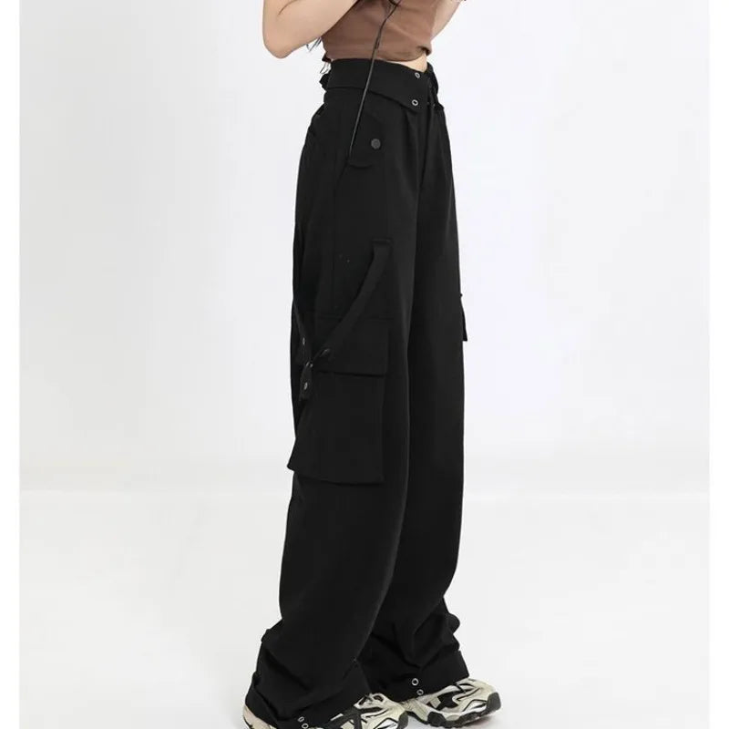 Hollow Stripe Long Sleeved Knitwear Tank+Cargo Pants Set