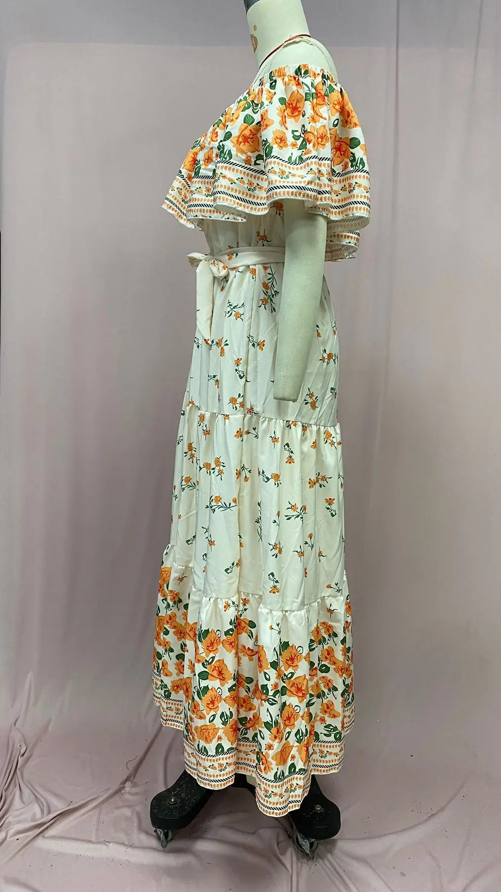 Off-shoulder Long Ruffled Peasant Dress