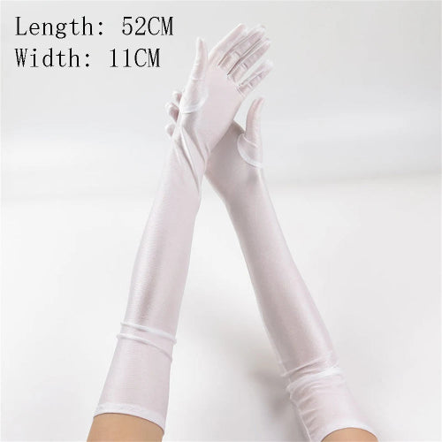 1pcs Women's White Spandex Gloves Stretch 52cm Elbow Long Sun Block Uv Protection Wedding Cosplay Costume Evening Opera Glove Bl Bazaare Mart