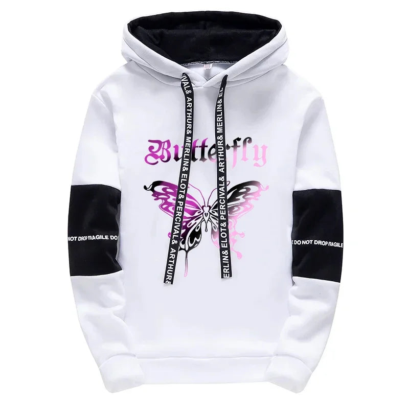 Butterfly Hoodie and Joggers White Top Bazaare Mart Butterfly Hoodie and Joggers