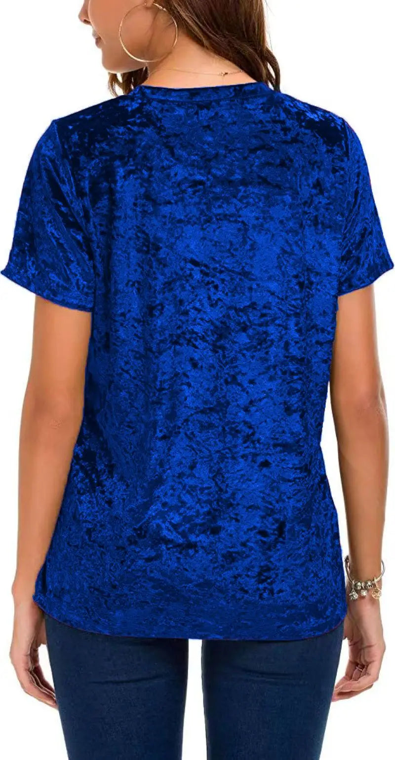 Plus Size Velvet Short Sleeve Top
