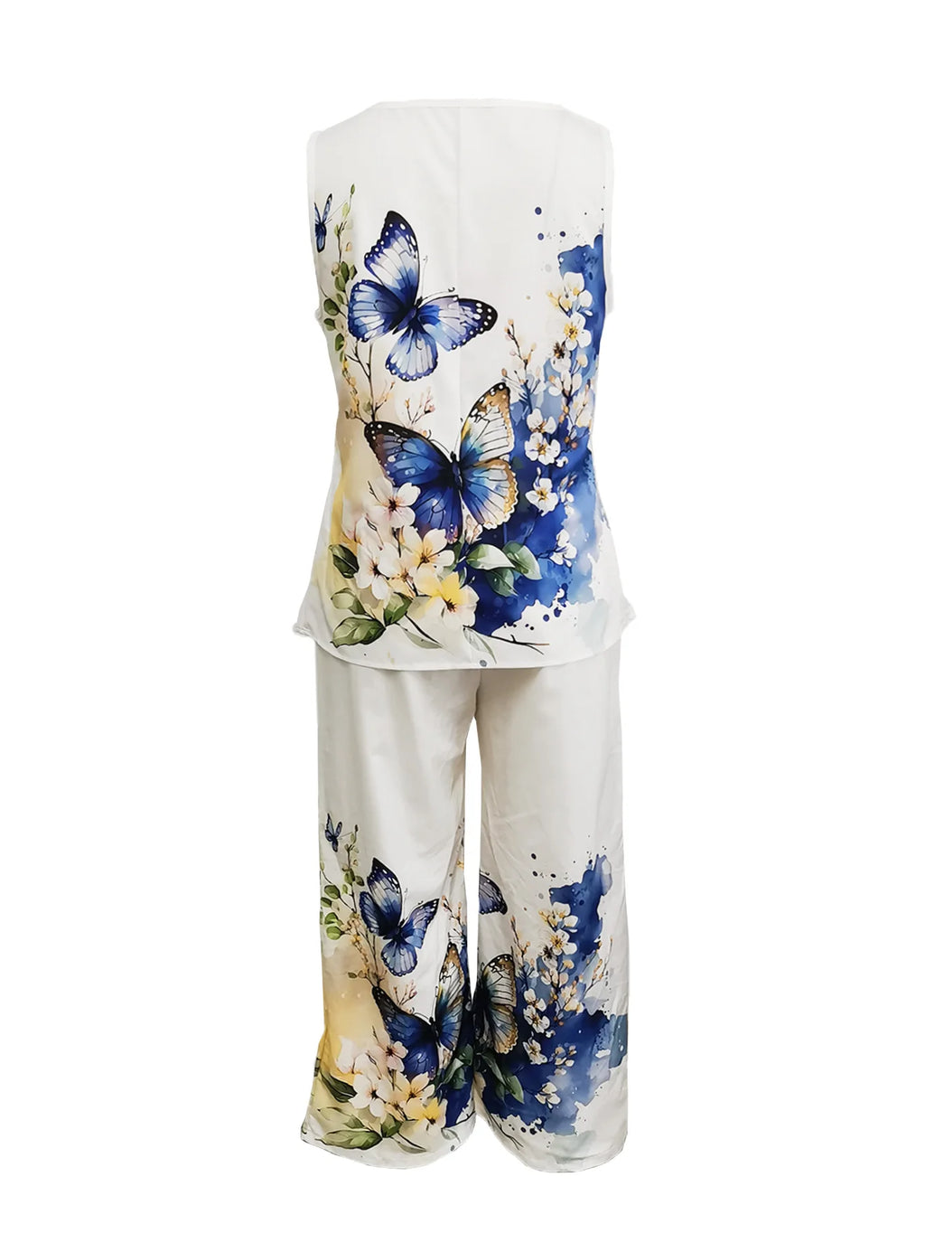 Simple Sleeveless Printed Vest Long Pants Set Women Summer Fashion Round Neck Casual T-Shirt Top Loose Pants Suit Clothes Bazaare Mart