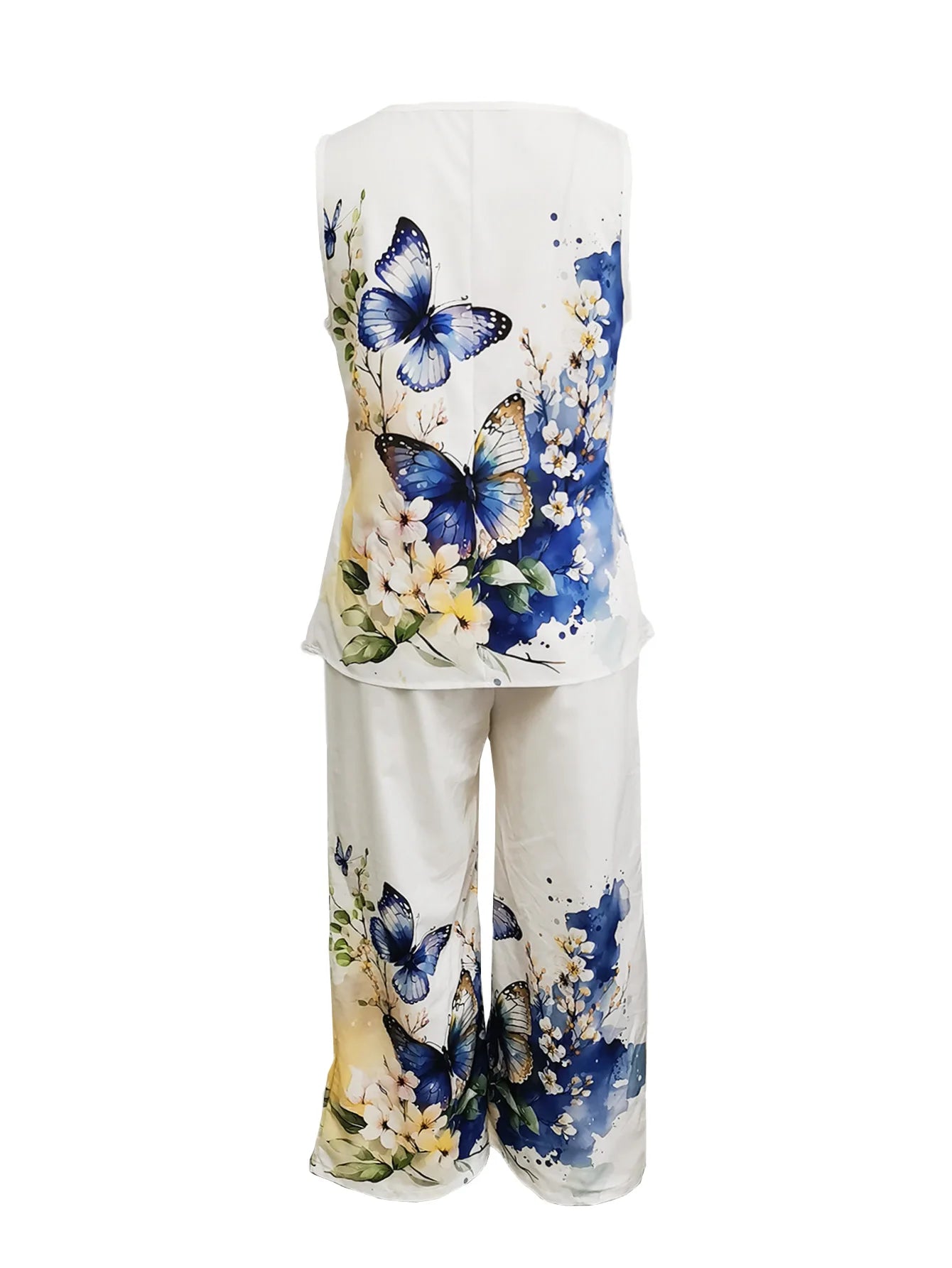 Simple Sleeveless Printed Vest Long Pants Set Women Summer Fashion Round Neck Casual T-Shirt Top Loose Pants Suit Clothes Bazaare Mart