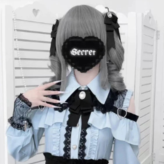 Jirai kei Shirt JK Skirt Japanese Style Lolita Y2K Sweet School Uniform Blouse Top Dress Darkness Outfit Women Girls Theme Party Sky Blue Shirt Only Bazaare Mart