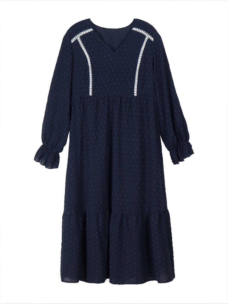 Navy V-Neck Long Puff Sleeve Maxi Dress Bazaare Mart Navy Blue Velvet Long Lantern Sleeve Maxi Dress