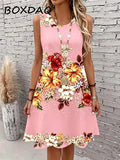 Large Size 3XL Women Tank dress Summer Loose Casual Sleeveless Floral Print Vest Dress WXLYQ-1509 China Mainland Bazaare Mart