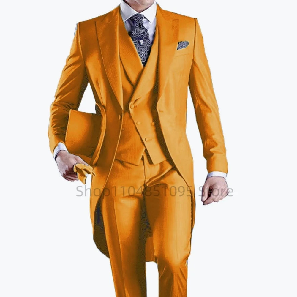Long Tail 3pc Wedding Tuxedo Suit
