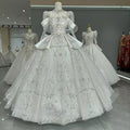 Long Sleeve Princess Sparkling Beaded Bridal Gown floor-length Bazaare Mart Beaded Long Sleeve Bridal Gown