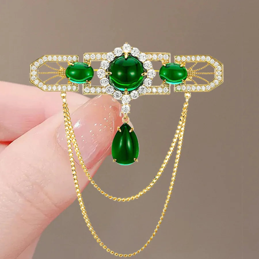 Double Retro Chained Brooch C7-4-8455 Bazaare Mart Double Retro Chained Brooch