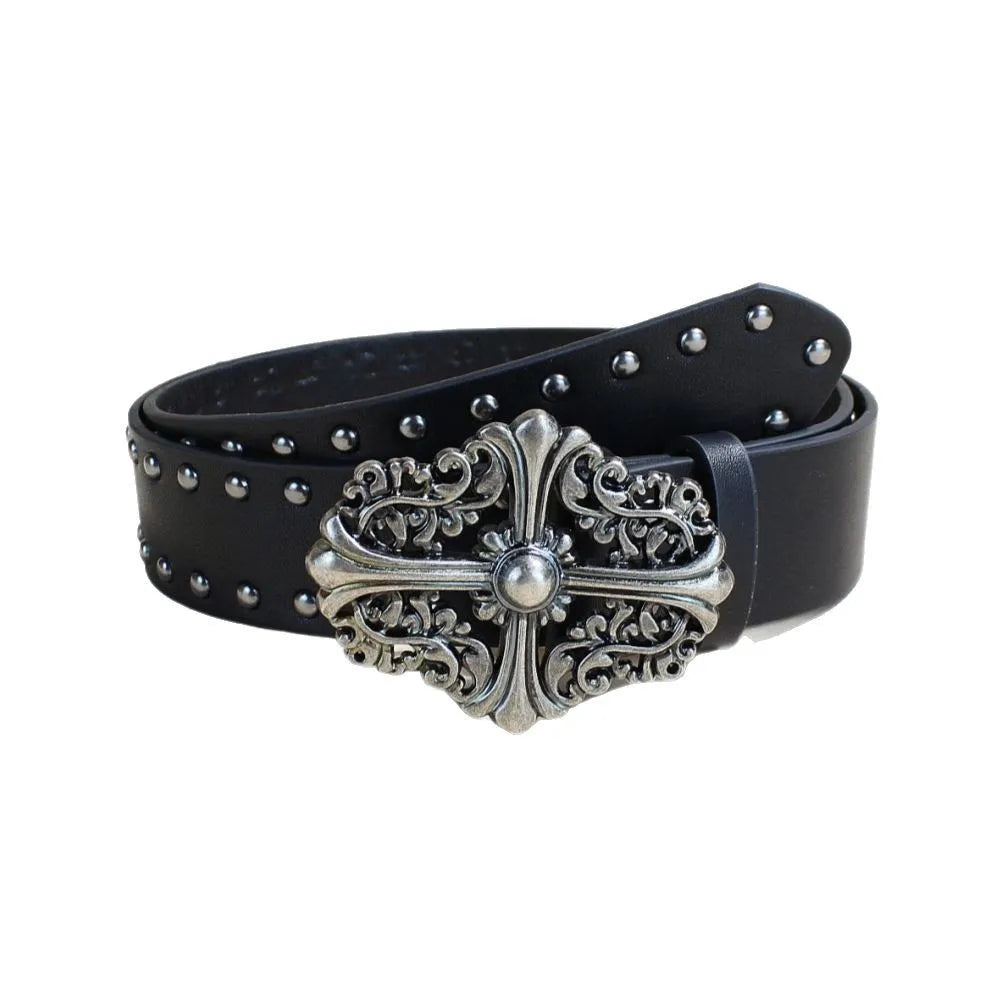 Y2K Rivet Punk Wide Belt Bazaare Mart Y2K Rivet Punk Wide Belt