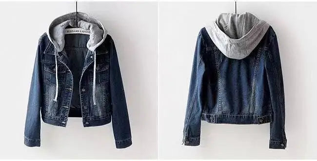 Women's Hooded Denim Jacket – Fleece-Lined Cropped Jean Jacket
