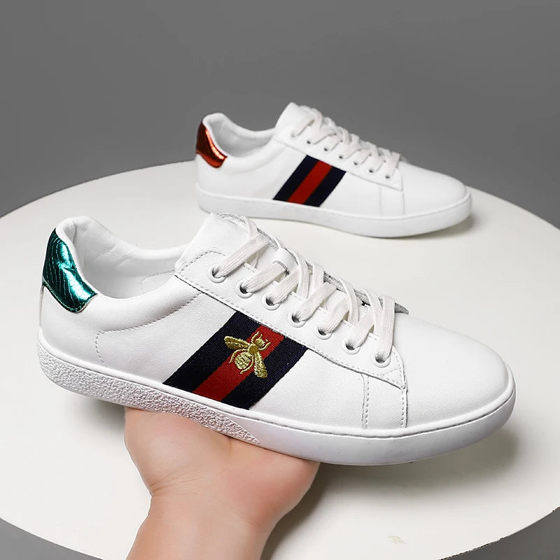 Tri Stripe Gold Bee Designer Style Sneakers